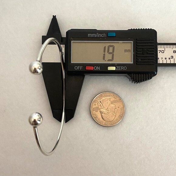 Vintage Sterling Silver 925 7MM Bead Ball Oval Cuff Bracelet Sz 7" - Picture 16 of 16